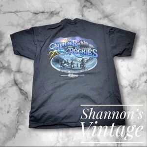 Harley Davidson Thunder In The Rockies Y2K VNTG made in USA sz Lg Dealer Tee A38